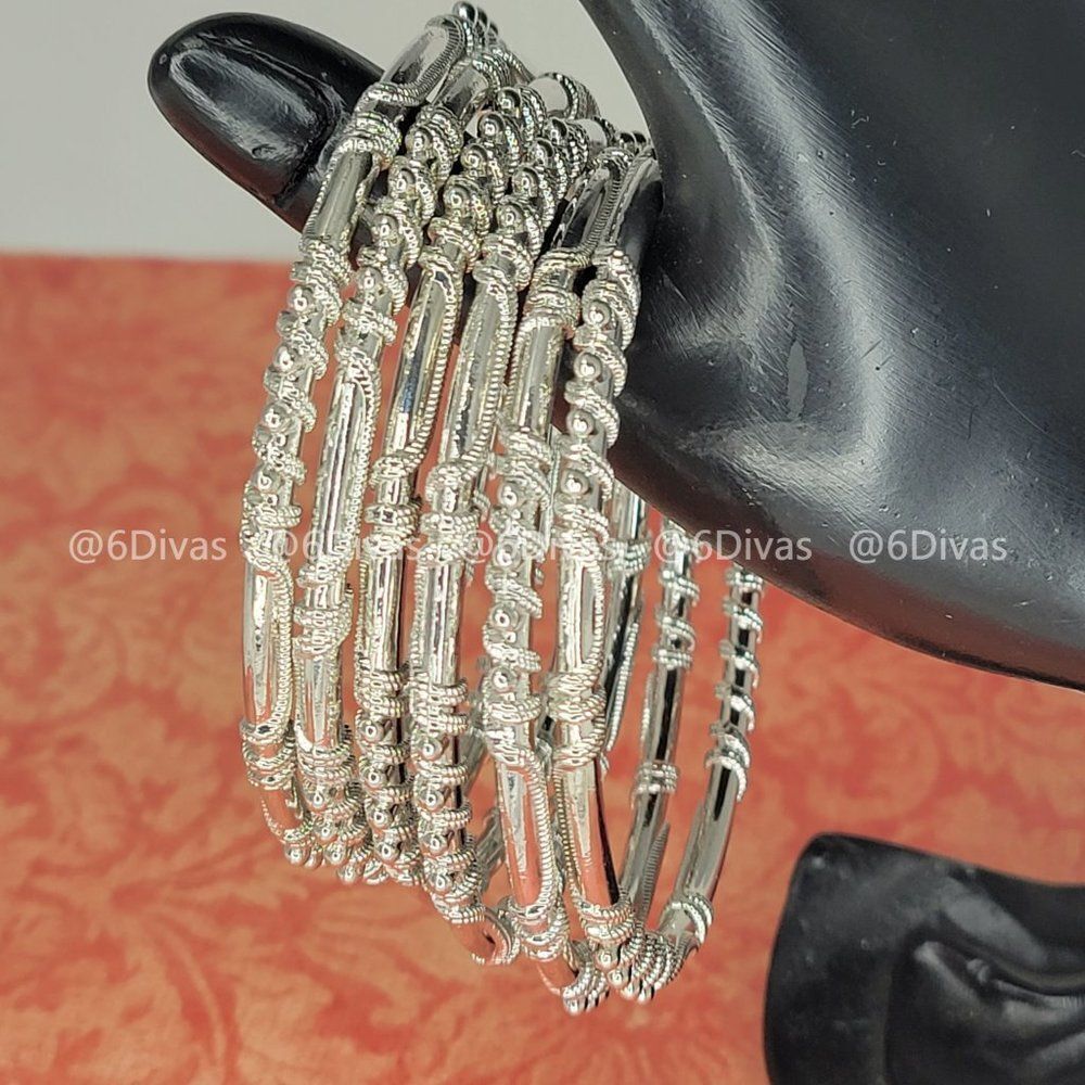 5 Silver Fashion Bangles -NWOT
